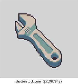 Illustration für Pixel-Kunst. Verpixelter mechanischer Schraubenschlüssel. Mechanic Repair Wrench pixelated für das Pixel-Art-Spiel und Symbol für Website und Videospiel. Old School Retro.