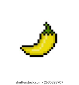 Pixel art illustration of yellow chili. pixel art logos. pixel art food