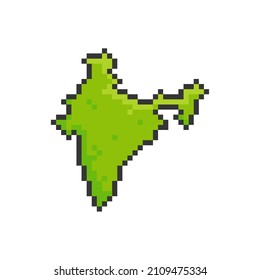 Pixel Art of India. 8 Bit Pixel Art Map. Vector Illustration - EPS 10 Vector