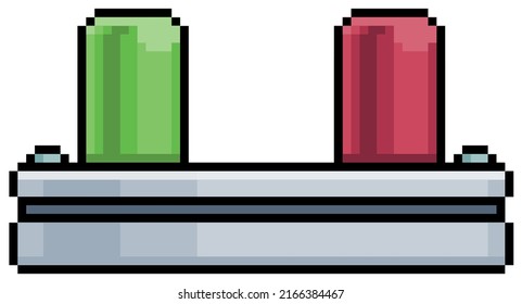 Pixel art industrial siren with green and red light bulb vector icon for 8bit game on white background


