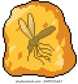 pixel art of insect fossil amber isolated background