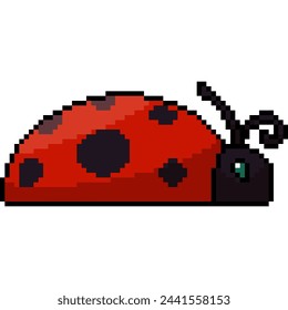 pixel art of insect ladybug side isolated background