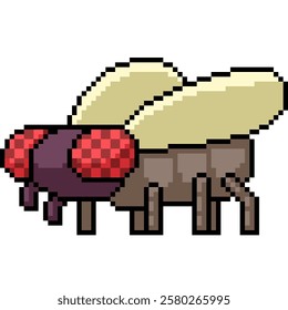 pixel art of insect small fly isolated background