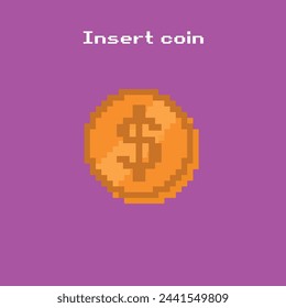 pixel art - insertar moneda - dinero, inversión - un gráfico de videojuego de 1980-1990