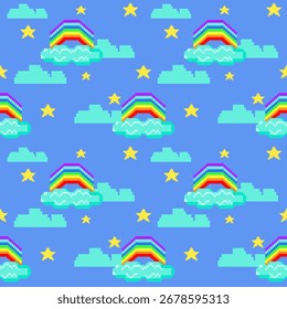 Video Pixel Art inspirado en el trabajo de cuadrícula de mosaico de punto de cruz de juego Este pixel art es un patrón sin fisuras adecuado para el fondo y el patrón Colorido pixel art es para el diseño de paquete Hermosa punto de cruz