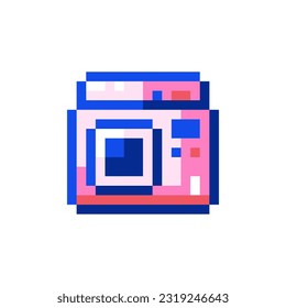 Pixel art Instant Camera icon. 90s 8bit style illustration of retro style photo camera with instant print. Cute pixel art y2k sticker or game element.	