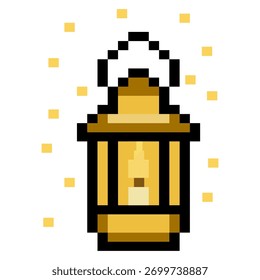 Pixel arte lanterna islâmica com luzes