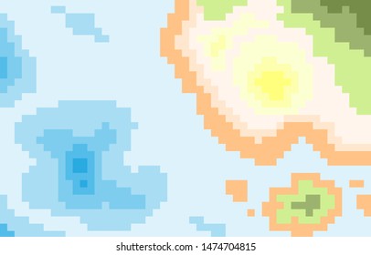Pixel art Island ocean vector illustration