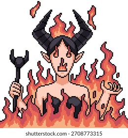 pixel art isolated background of dark flame witch fantasy