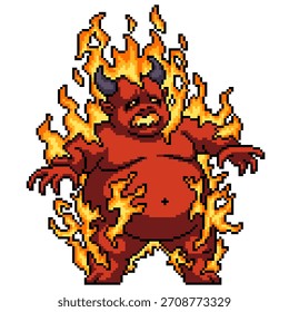 pixel art fundo isolado do demônio do fogo gordo assustador