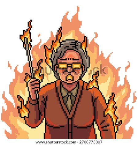 pixel art isolated background of female teacher angry furious