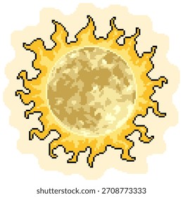 Pixel Art aislado de fondo de sol de estrella de fuego