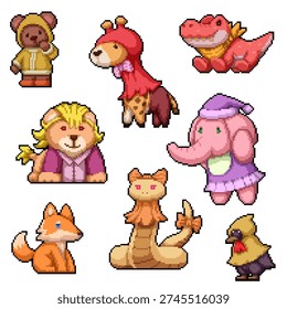 pixel art isolated background of stuffed animal kid toy