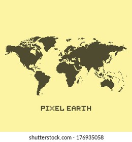 Pixel art isolated earth map vector