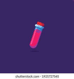 Pixel art isolated icon of pink colored potion