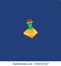 Pixel art isolated icon of yellow colored potion