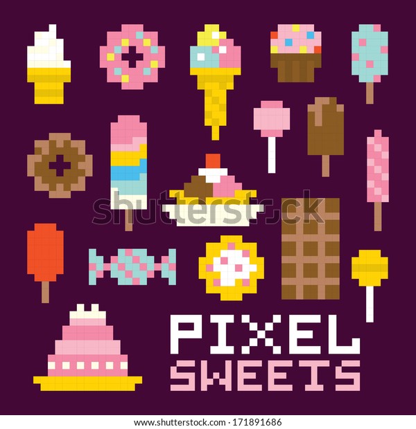 Image Vectorielle De Stock De Pixel Art Isolated Sweets