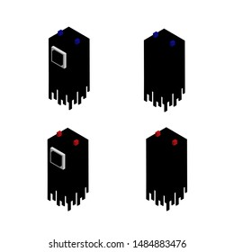 Pixel art isometric black ghost.