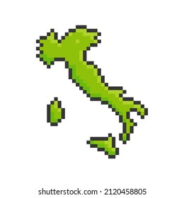 Mapa de Arte Pixel de Italia. Ilustración de vectores de arte de píxeles de 8 bits - Vector EPS 10