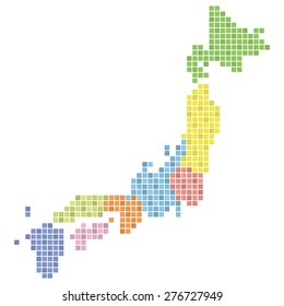 Pixel Art Of Japanese Map (colorful)