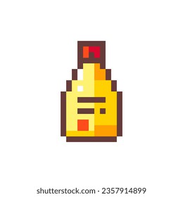 Pixel Art Japanese Mayo. Retro 8 bit Style Fast Food Asian Spicy Mayonnaise Sauce Illustration. Ideal for Sticker, Retro Decorative Element, Game Asset, Emoji, Patch or Cute Geek Avatar.	