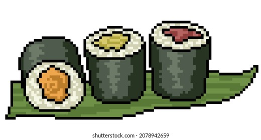 pixel art of japanese sushi set