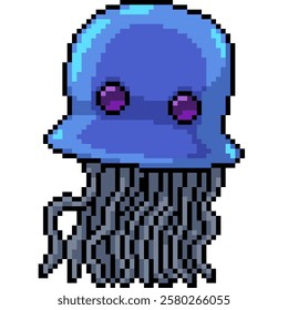 pixel art of jellyfish tentacle monster isolated background