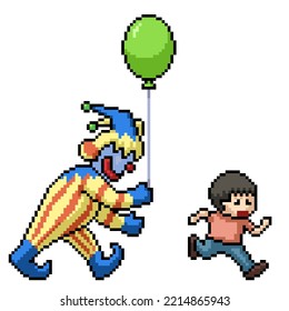 pixel art of jester themepark kid