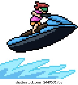 Pixel Art of Jet Ski Beach isolierter Hintergrund