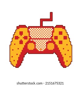 Pixel art joystick on white background. vector illustration.