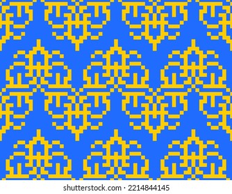 Pixel art Kazakh ornament. 8 bit Traditiona Kazakhstan Background pixelated