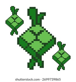 Pixel art ketupat Eid Mubarak decoration