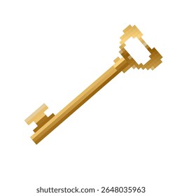 Pixel art key icon features a simplistic retro design, perfect for decorative ui elements.