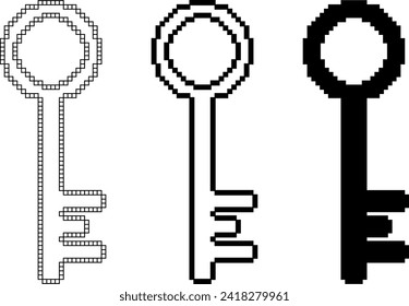 pixel art keys icon set