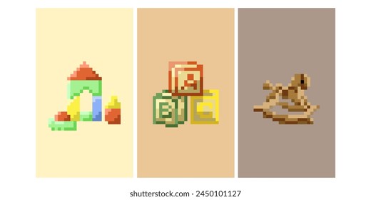 pixel art kid toys icon 