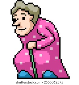 pixel art of kind old woman isolated background