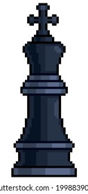 Pixel art king chess piece item for 8bit game on white background
