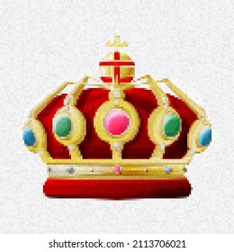 Pixel art king's crown vector icon