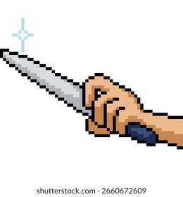 Pixelart mit scharfem Messerstich, isolierter Hintergrund