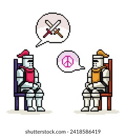pixel art of knight battle peace