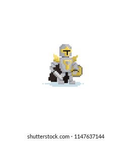 Pixel art knight character. 8bit character.