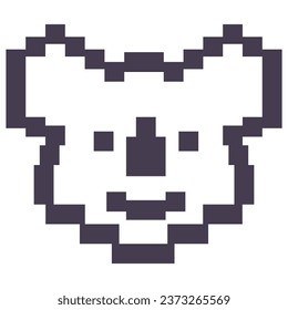 Pixel Art Koala Bären Charakter.Retro Vintage 80s.Video-Spiel-Grafiken. Cute pixelated fox mammal.Animal Koala Kopf Symbol Pixelart Stil. Einzeln auf weißem Hintergrund.