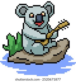 pixel art of koala bear chilling isolated background