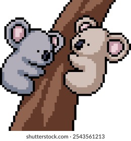 pixel art of koala bear friend isolated background