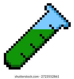 Ícone de balão de laboratório Pixel art isolado no fundo branco