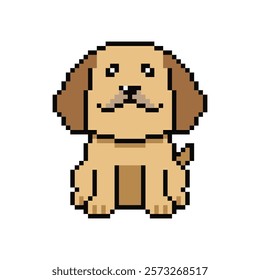 Pixel art labrador retriever dog vector in retro style for design.