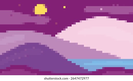 pixel art landscape vector illustration background