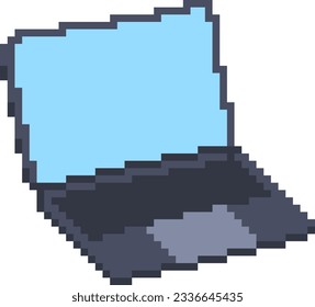 Portátil de arte pélxel aislado de fondo blanco. Portátil abierto con pantalla en blanco. Isometric pc vector ilustración.