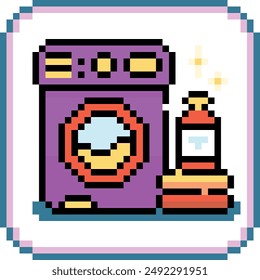 pixel art laundry icon illustration
