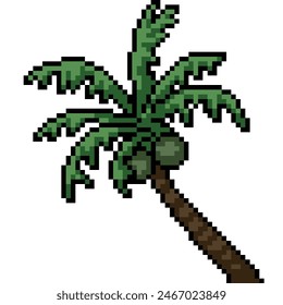 pixel art of lean coconut tree isolated background